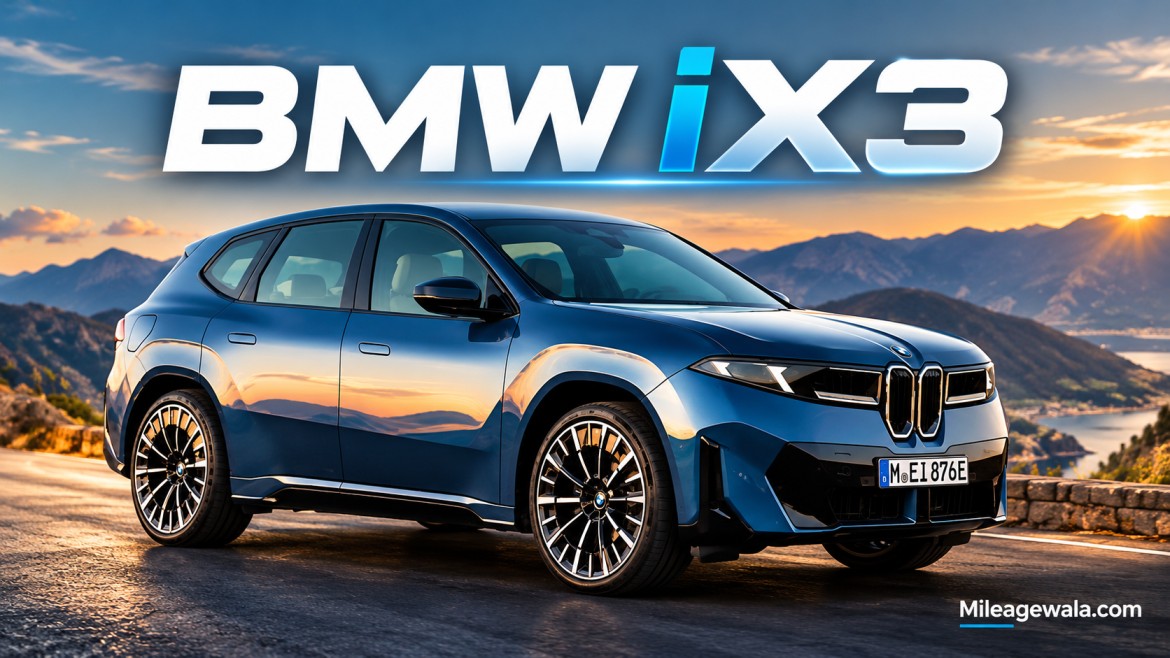 BMW iX3 India 2027 electric SUV in silver, featuring a modern front grille, LED headlights, sporty alloy wheels and premium exterior design.